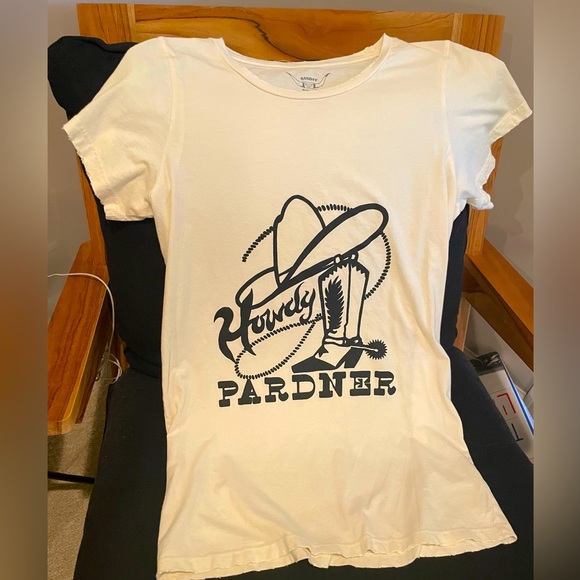 Bandit Brand Howdy Pardner Women's Western cream t-shirt cowgirl L made in USA - Picture 3 of 5